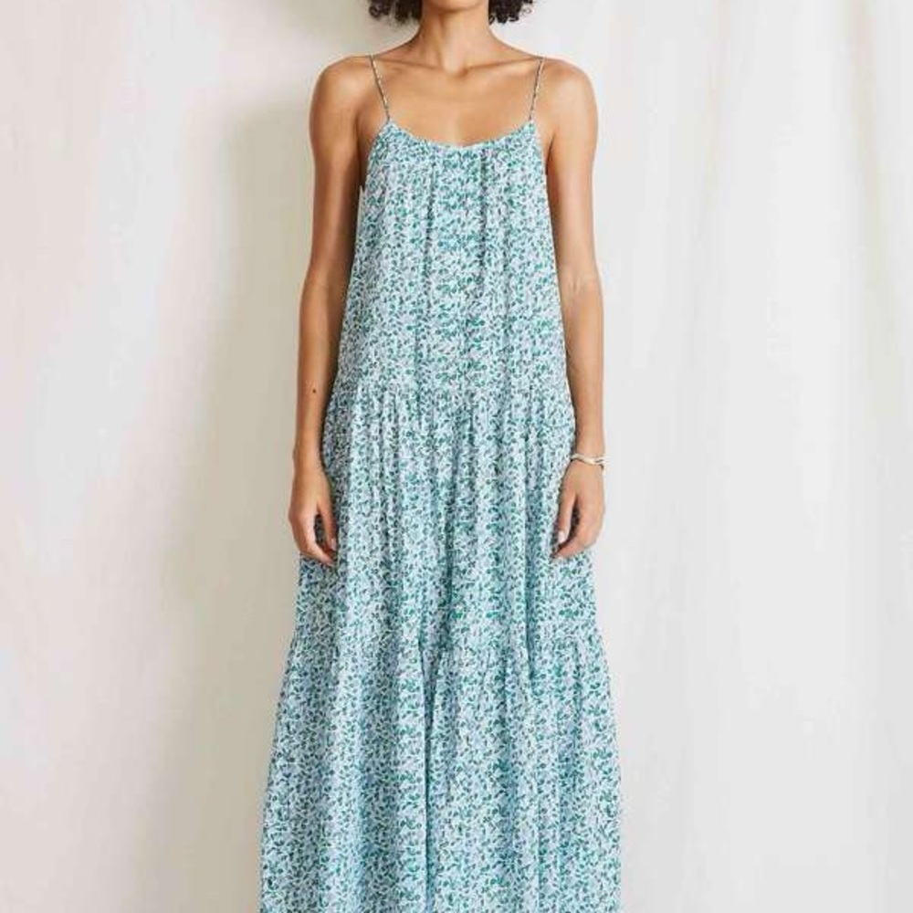 Apiece Apart Teal Floral Maxi Dress